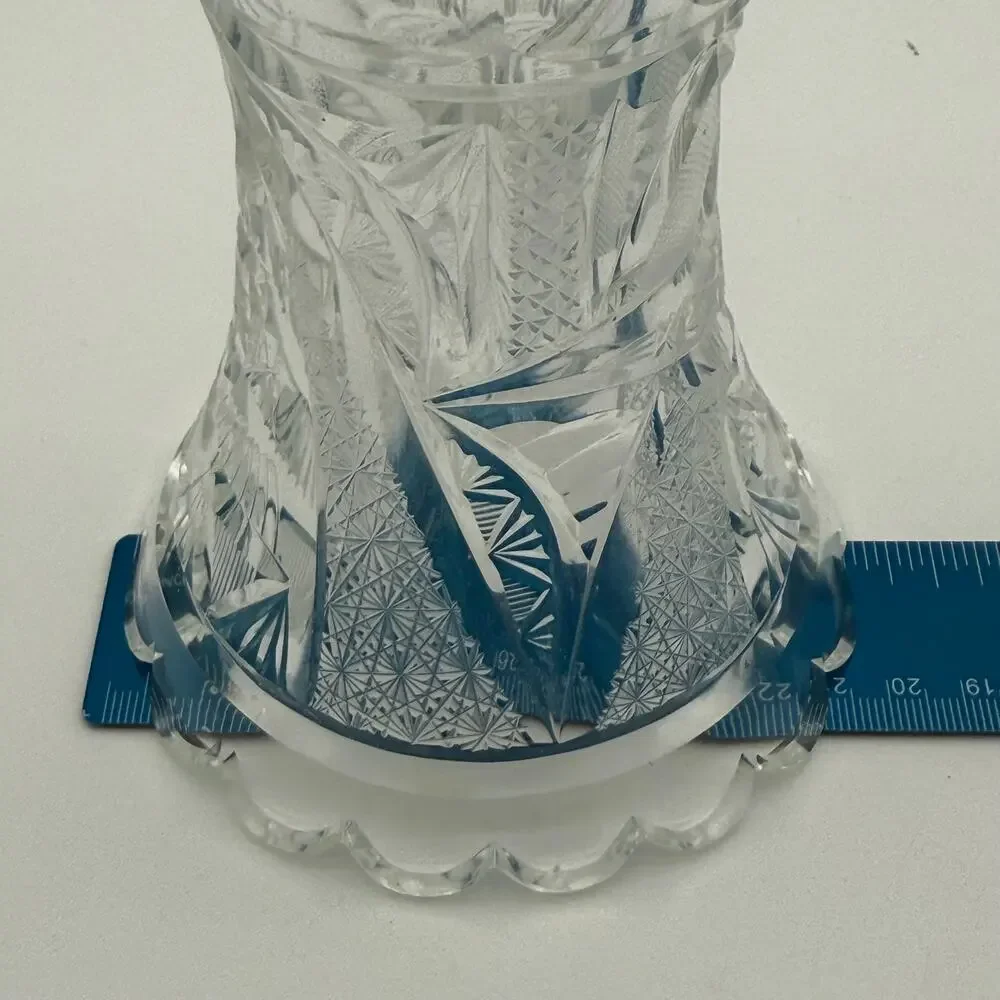 Antique ABP McKee Glass Innovation Corset Vase Cut Floral EAPG 5.5